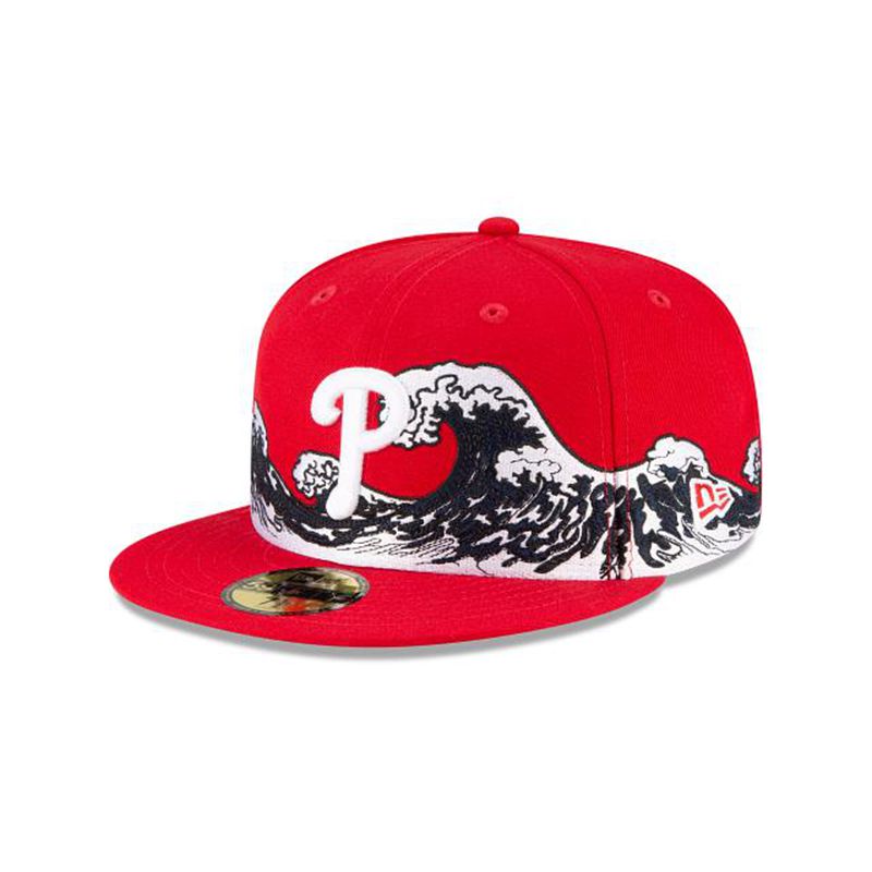 MLB Philadelphia Phillies Wave 59Fifty Fitted (DYG9085) - Red New Era Caps